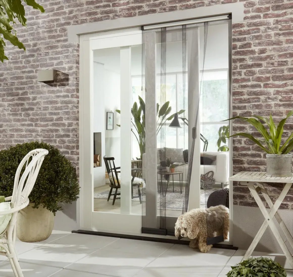 Cando Horgordijn Comfort Schuifpui - Grijs Profiel - Grijs Gaas - 120X260Cm