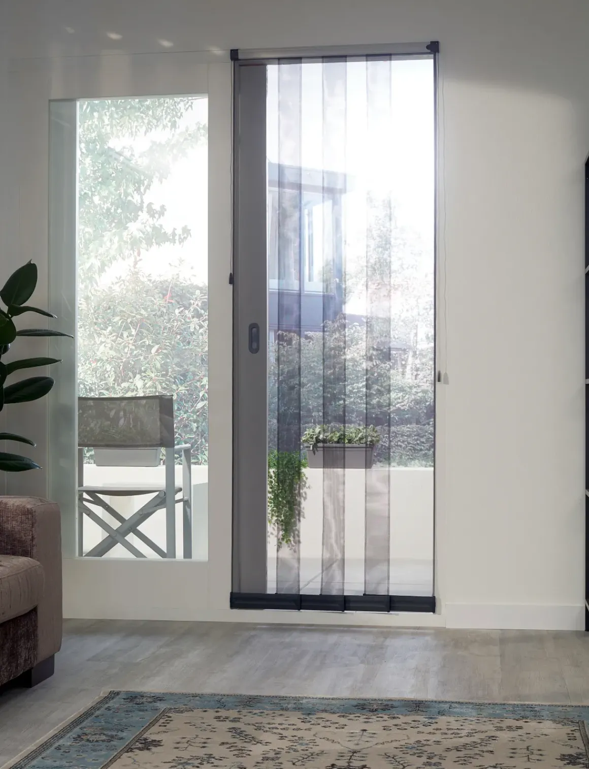 Cando Horgordijn Comfort Schuifpui - Grijs Profiel - Grijs Gaas - 120X260Cm