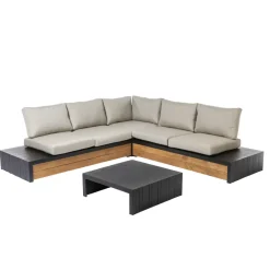 Central Park Hoekbank Loungeset Cassis Zwart Hout