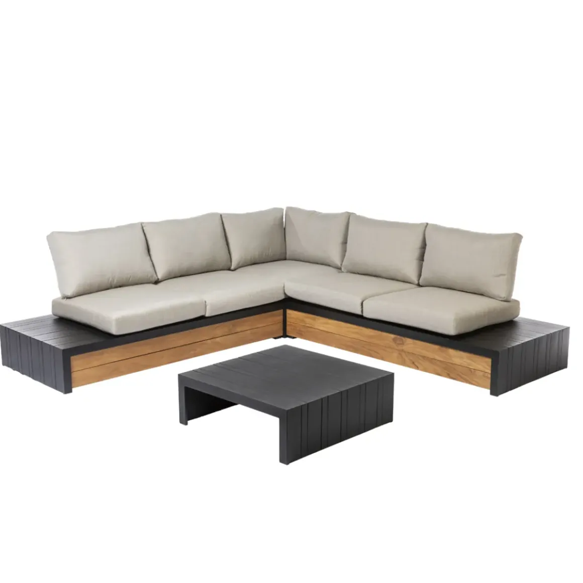 Central Park Hoekbank Loungeset Cassis Zwart Hout