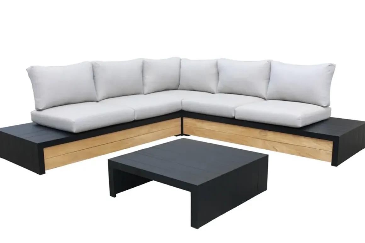 Central Park Hoekbank Loungeset Cassis Zwart Hout