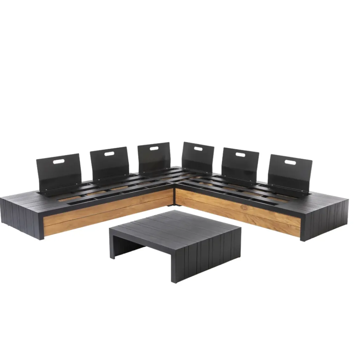 Central Park Hoekbank Loungeset Cassis Zwart Hout
