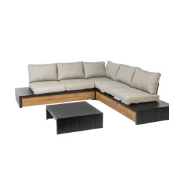 Central Park Hoekbank Loungeset Cassis Zwart Hout