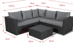 Central Park Hoekbank Loungeset Alea Grijs Staal/Wicker 3 Stuks