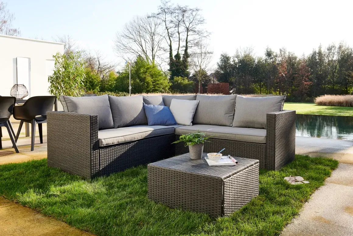 Central Park Hoekbank Loungeset Alea Grijs Staal/Wicker 3 Stuks