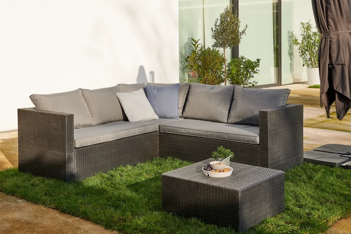 Central Park Hoekbank Loungeset Alea Grijs Staal/Wicker 3 Stuks