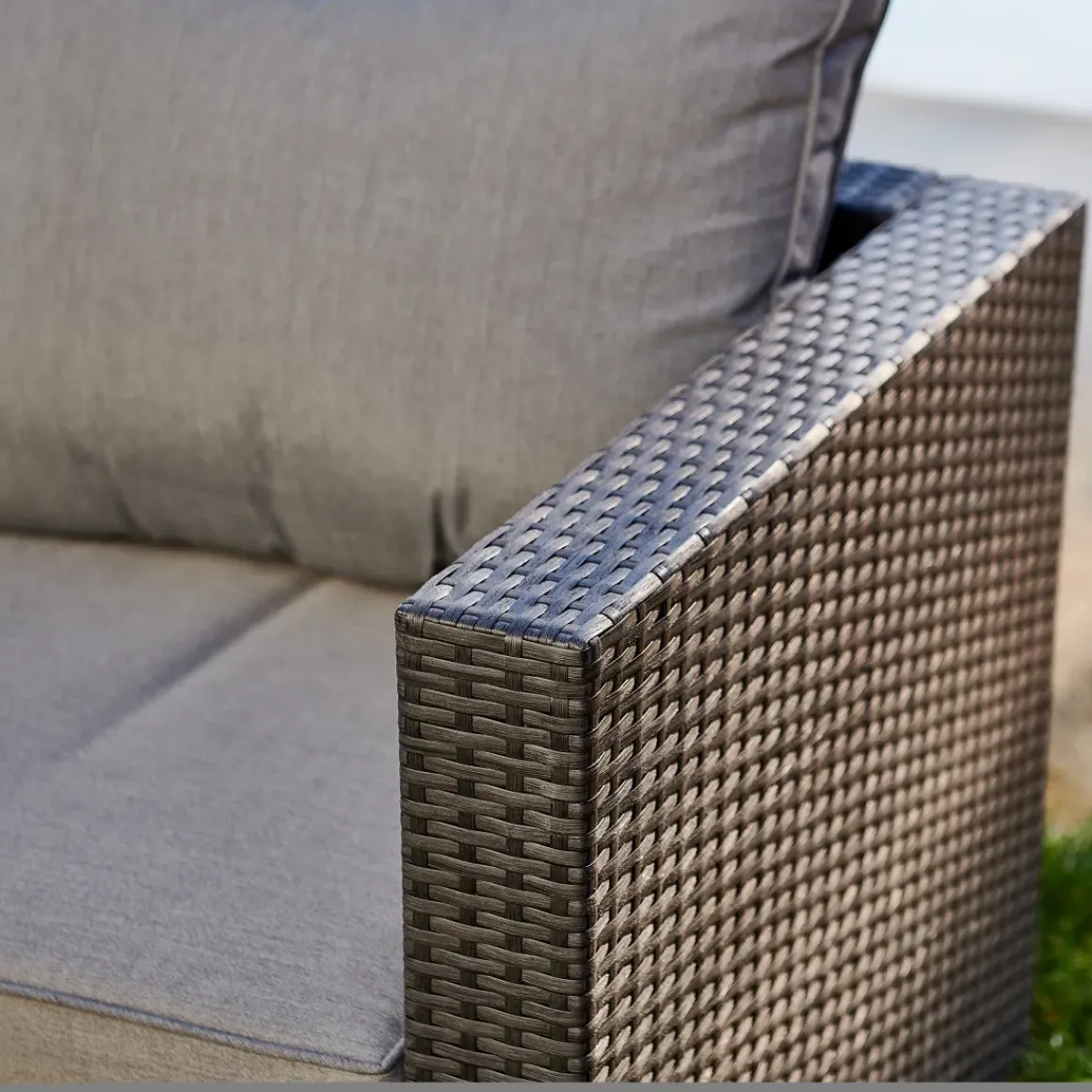 Central Park Hoekbank Loungeset Alea Grijs Staal/Wicker 3 Stuks