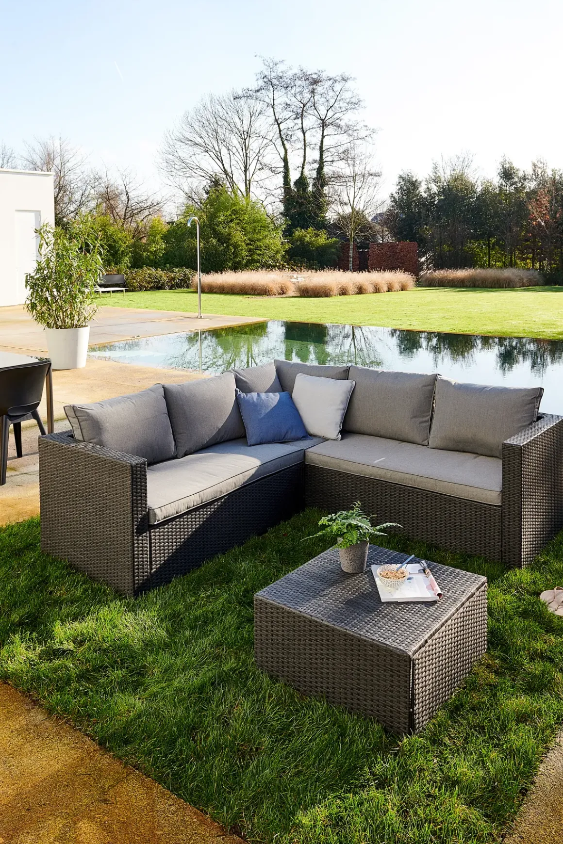 Central Park Hoekbank Loungeset Alea Grijs Staal/Wicker 3 Stuks