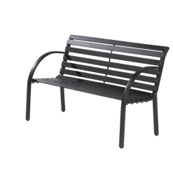 Central Park Tuinbank City Staal/Fsc Eucalyptushout Zwart 122X81,5Cm