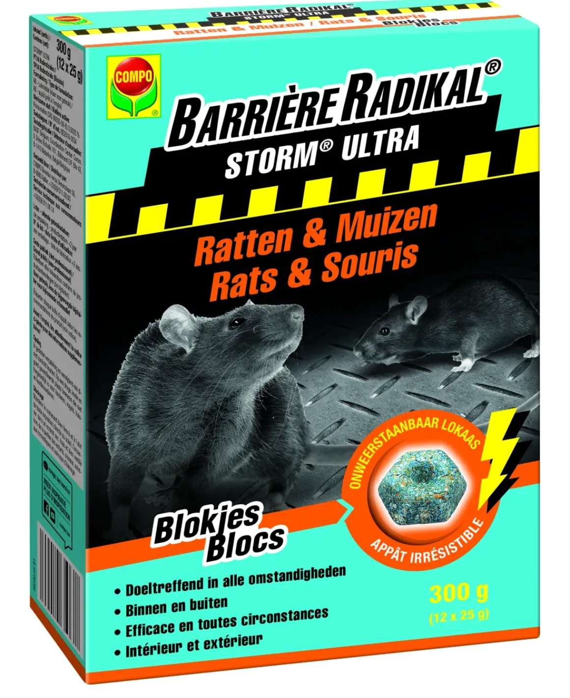 Compo Barriere Radikal Storm Ultra Anti-Muis En Rattenblokken 300G