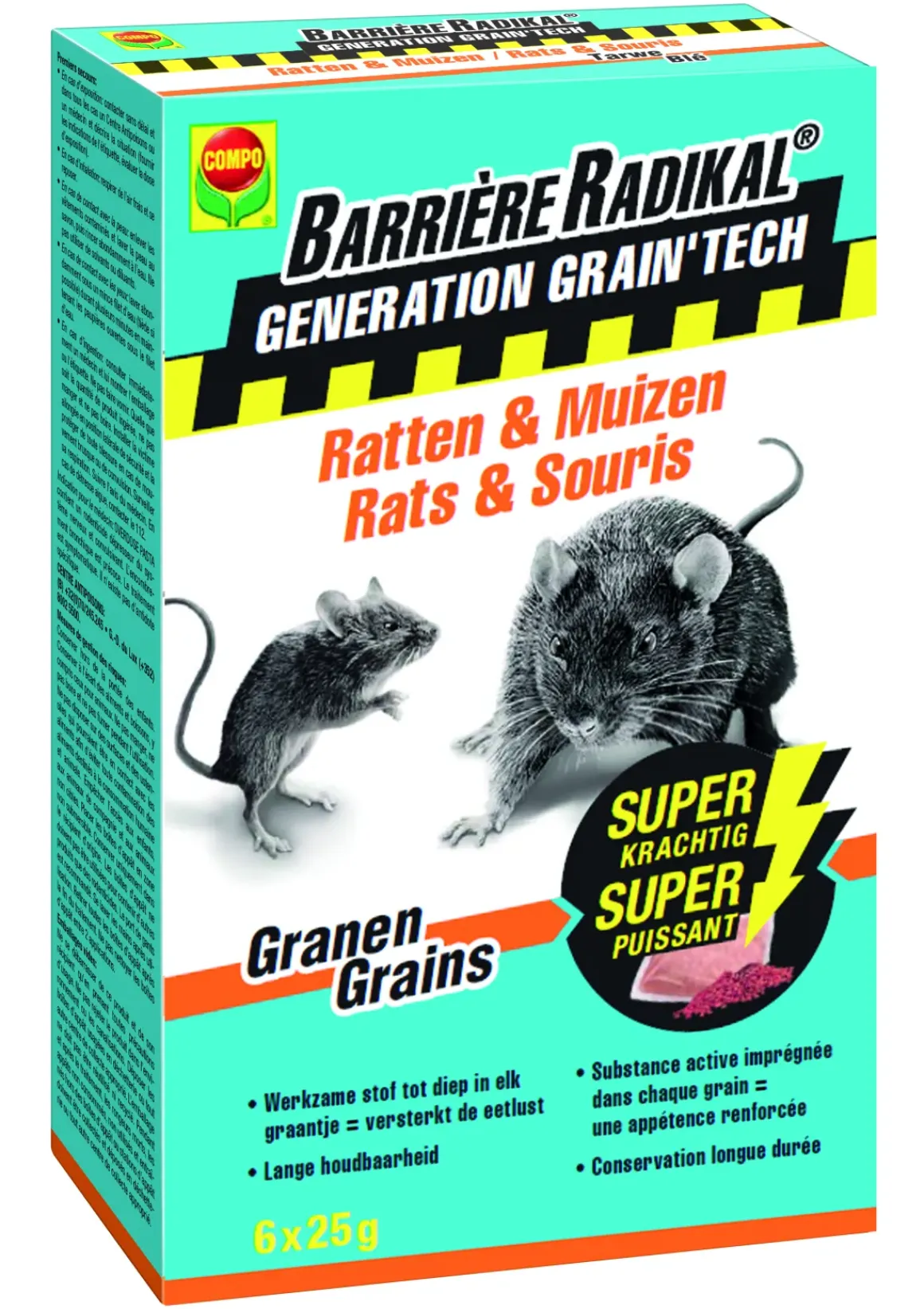 Compo Muizen En Ratten Lokaas Barriere Radikal Generation Grain'Tech 150G