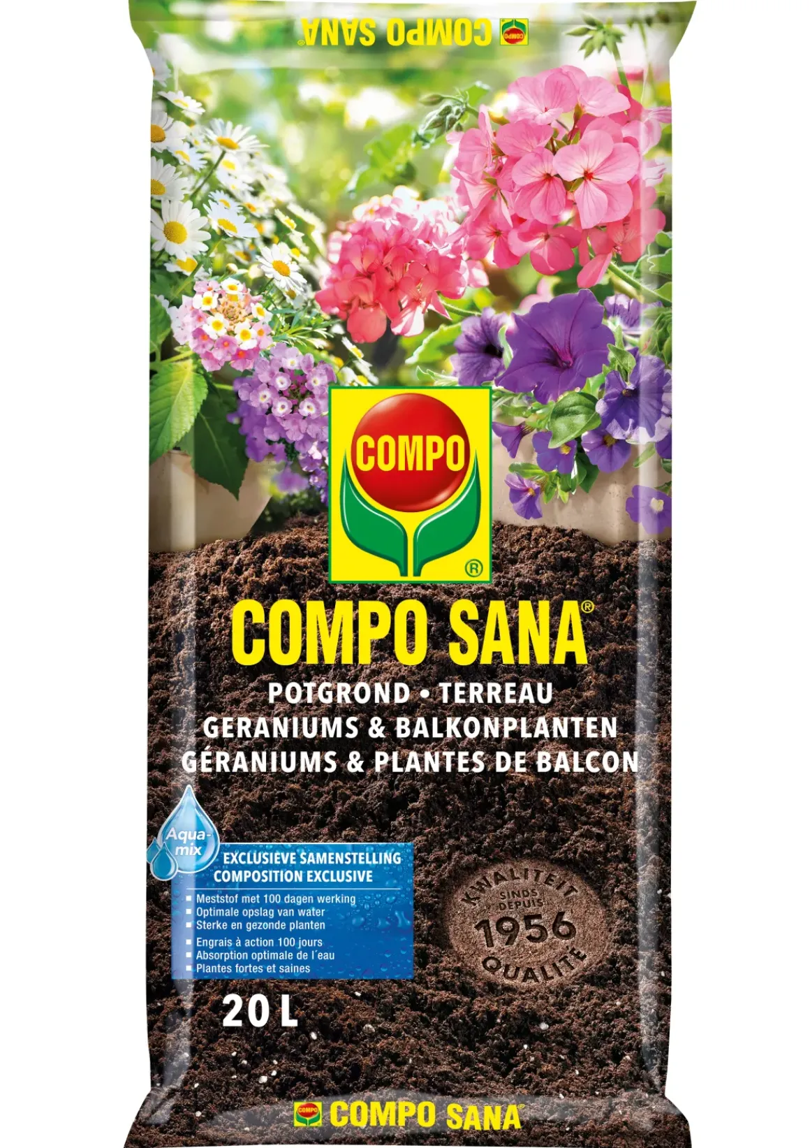 Compo Potgrond Voor Geraniums En Balkonplanten Sana 20L
