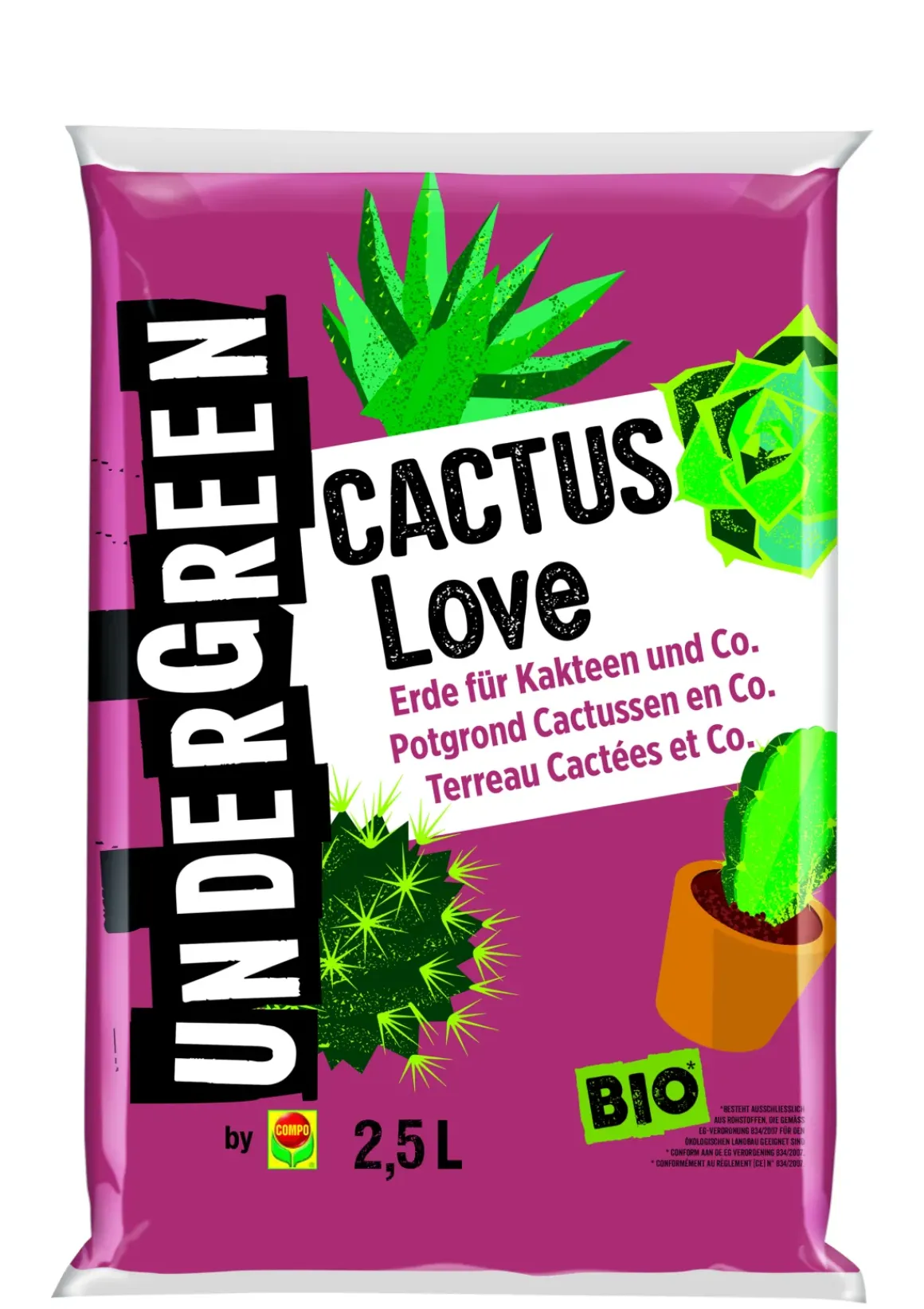 Compo Undergreen Cactus Love Bio Potgrond Cactussen & Vetplanten 2,5L
