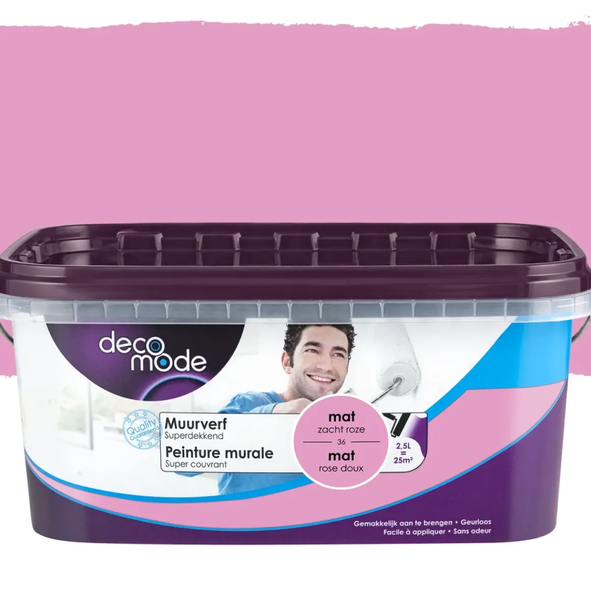 Decomode Muurverf Superdekkend Mat Zacht Roze 2,5L