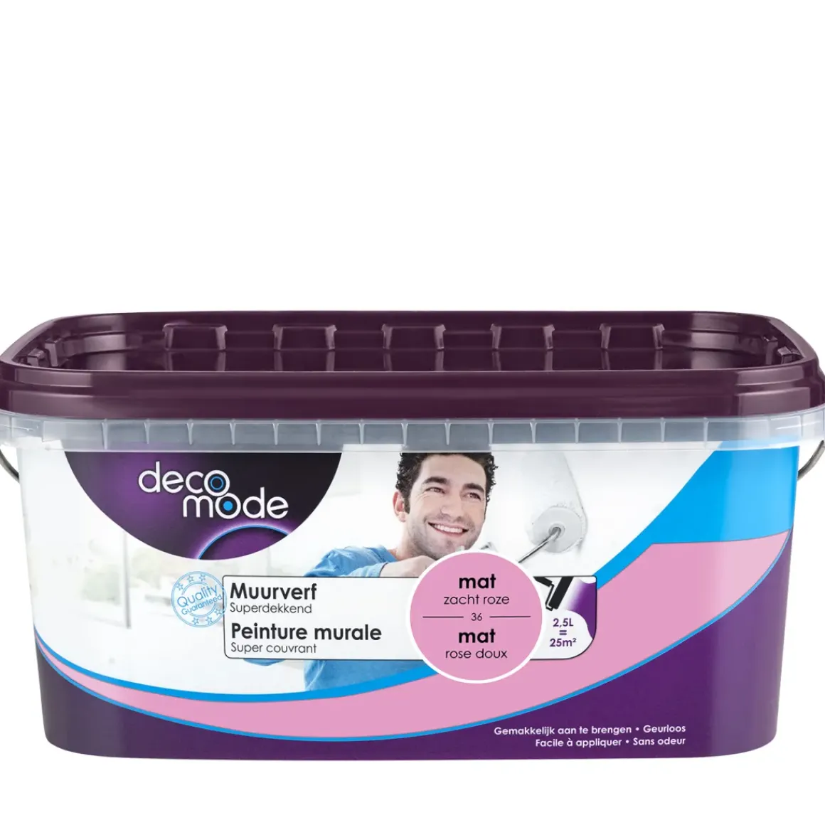 Decomode Muurverf Superdekkend Mat Zacht Roze 2,5L
