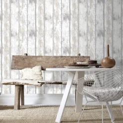 Decomode Vliesbehang Hout Wit