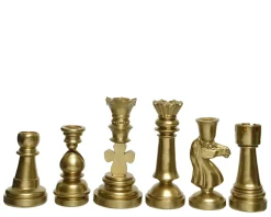 Decoris Kandelaar Schaak Polyresin Goud 24,5Cm