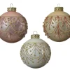 Decoris Kerstbal Glas Parel/Lichtroze/Wit O8Cm 1Stk