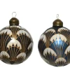 Decoris Kerstbal Glas Zwart/Blauw 1Stuks