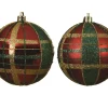 Decoris Kerstbal Ruitjespatroon 8Cm 1Stuk