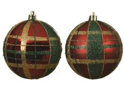 Decoris Kerstbal Ruitjespatroon 8Cm 1Stuk