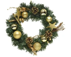Decoris Kerstkrans Glitter 30Cm Groen/Goud