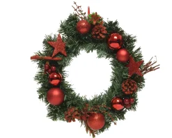 Decoris Kerstkrans Glitter 30Cm Groen/Rood