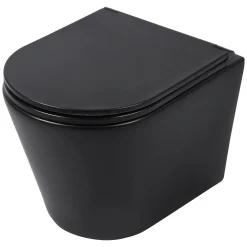 Differenz Hangtoilet Mat Zwart | Soft-Close & Quick Release Toiletzitting |Randloos Toiletpot