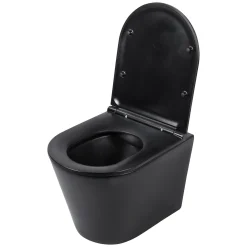 Differenz Hangtoilet Mat Zwart | Soft-Close & Quick Release Toiletzitting |Randloos Toiletpot