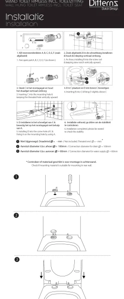 Differenz Hangtoilet Mat Zwart | Soft-Close & Quick Release Toiletzitting |Randloos Toiletpot