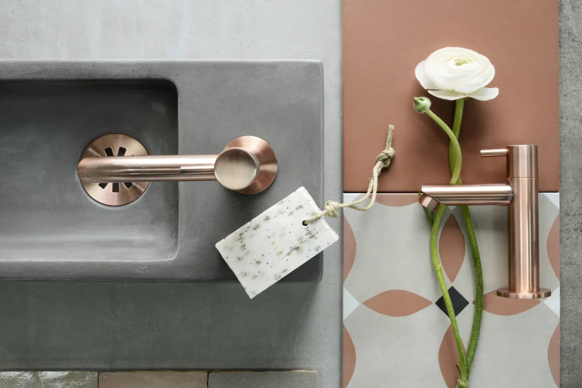 Differnz Fonteinkraan Mix&Match Recht Rood Koper