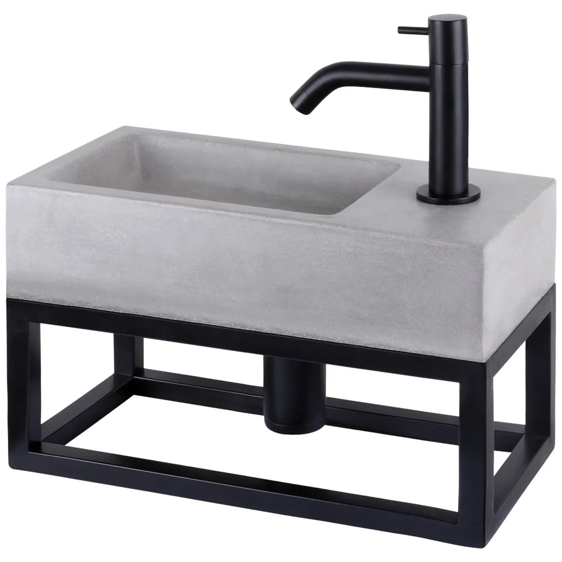 Differnz Fonteinset/Handdoekrek Jukon Beton Grijs/Zwart 38,5Cm
