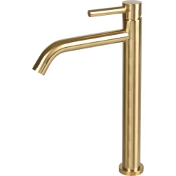 Differnz Wastafelkraan Koud/Warm Hoog Gebogen Goud