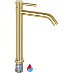 Differnz Wastafelkraan Koud/Warm Hoog Gebogen Goud