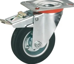 Dorner Helmer Zwenkwiel Rubber Zwart/Oranje + Rem 80Mm