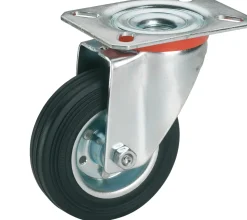 Dorner Helmer Zwenkwiel Rubber Zwart/Oranje 125Mm