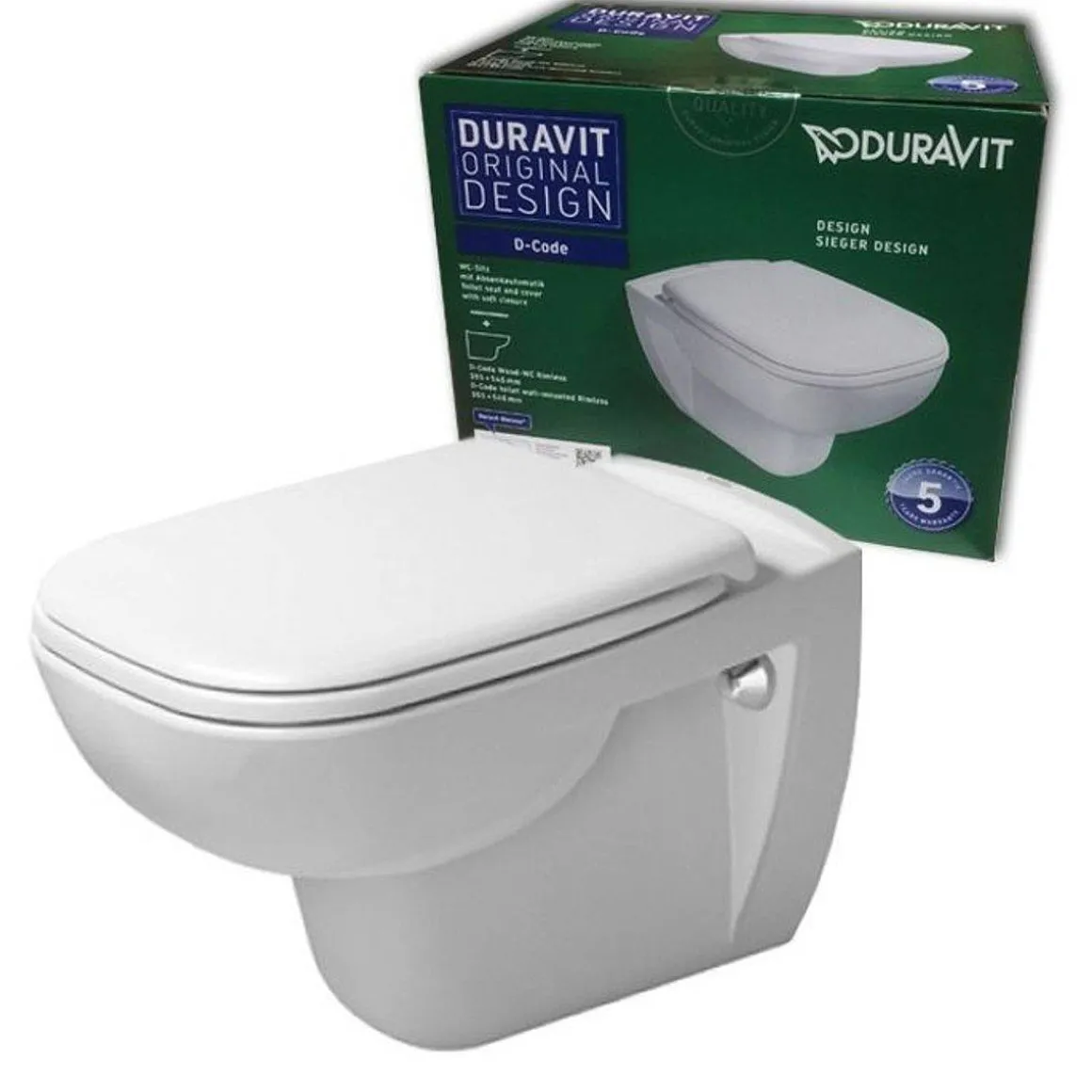 Duravit Wandcloset Met Toiletzitting D-Code Pack Randloos Diepspoel 35,5X54,5Cm Wit