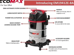 Ecomax Stofzuiger Nat-Droog M Class Lite Rvs 30 Liter