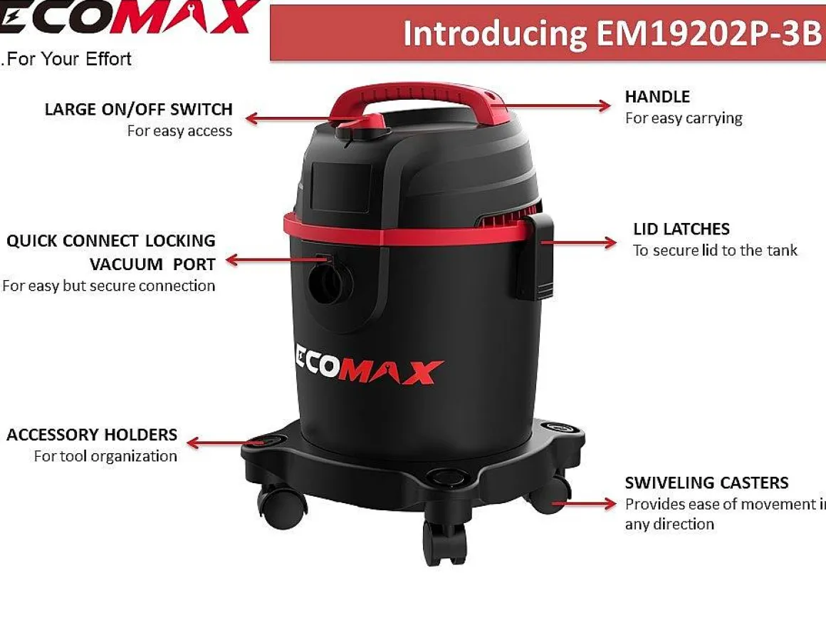 Ecomax Stofzuiger Nat-Droog Pp 11 Liter