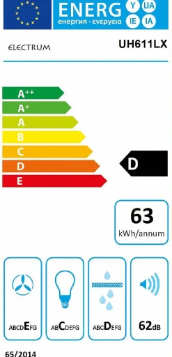 Electrum Onderbouw Afzuigkap Uh611Lx Rvs 60Cm