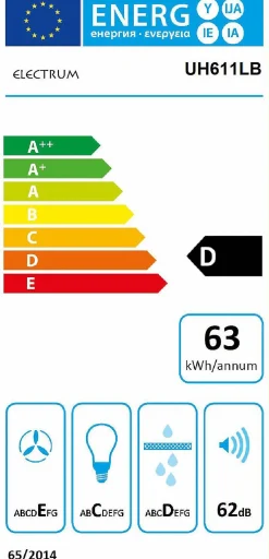 Electrum Onderbouw Afzuigkap Uh611Lb Zwart 60Cm