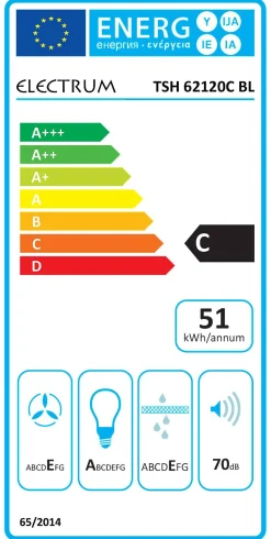 Electrum Schouwafzuigkap Tsh 62120C Bl 60 Cm Mat Zwart