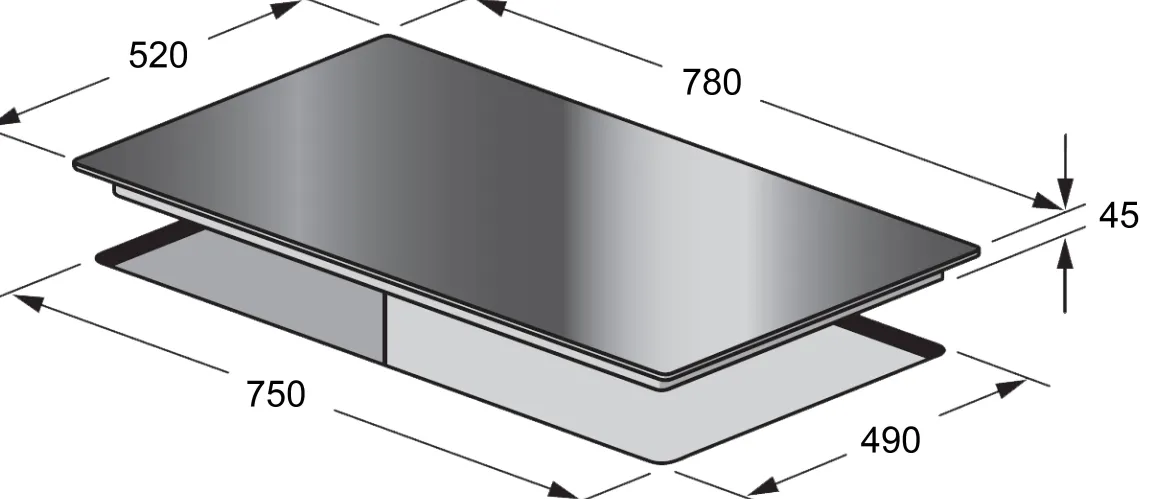 Electrum Vitro Kookplaat 78Cm Pa7842Vtc Zwart