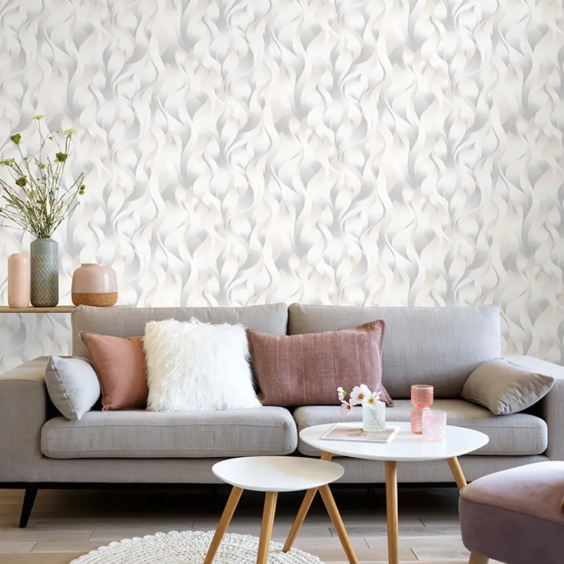 Elle Decoration Vliesbehang Curls Creme