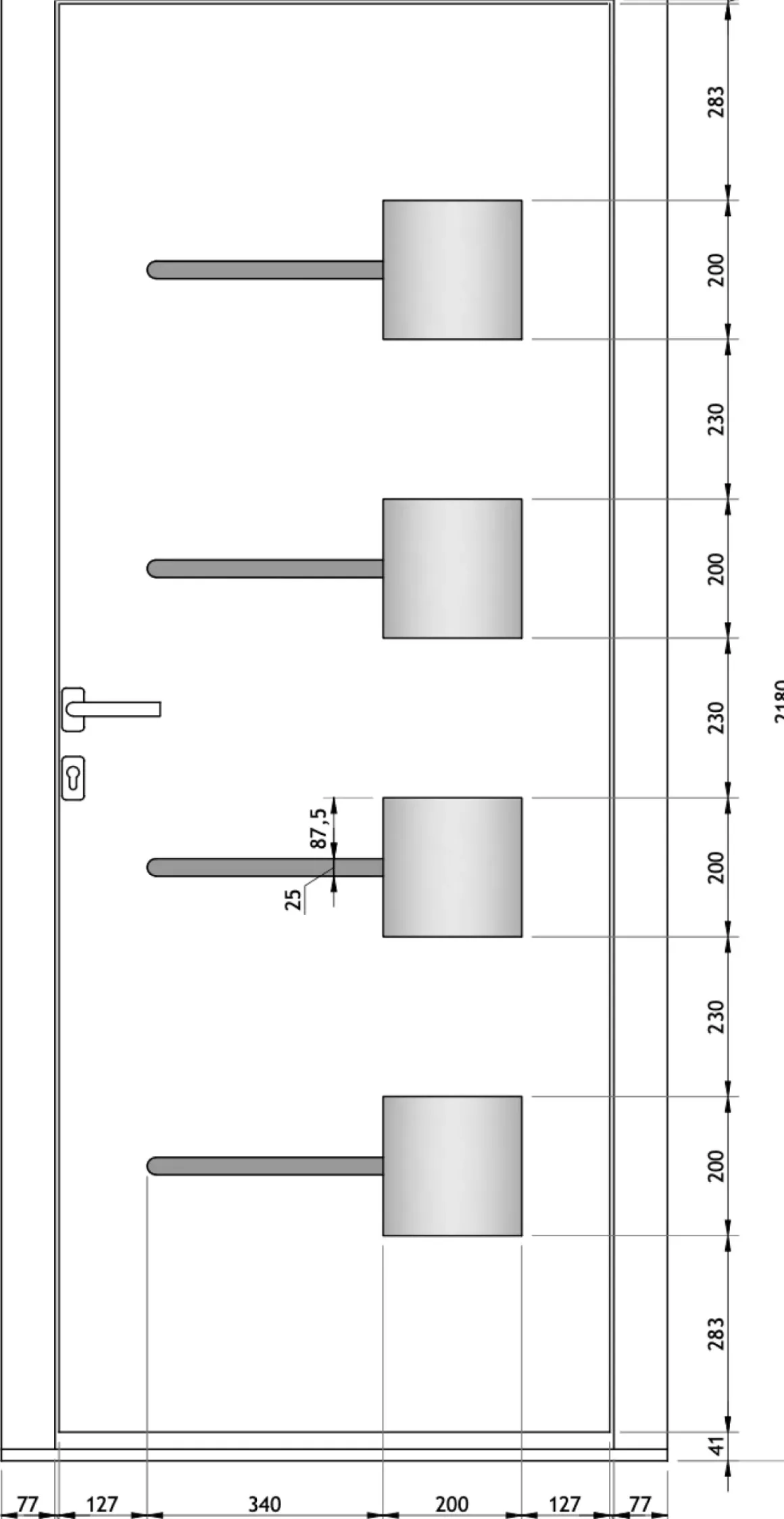 Elsealu Buitendeur Soria Antracietgrijs 218X96Cm