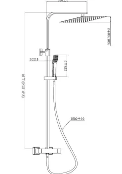Essebagno Doucheset Quartos 300Mm Met Thermostatische Mengkraan Mat Zwart