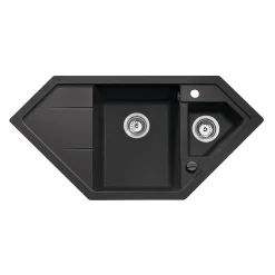 Essebagno Hoekspoelbak Astral Zwart 1,5 Bak 100X50Cm