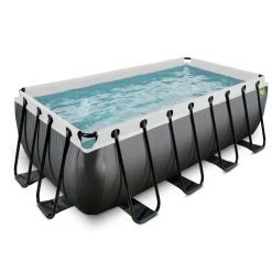 Exit Black Leather Opzetzwembad Met Filterpomp Zwart 400X200X122Cm