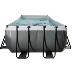 Exit Black Leather Opzetzwembad Met Filterpomp Zwart 400X200X122Cm