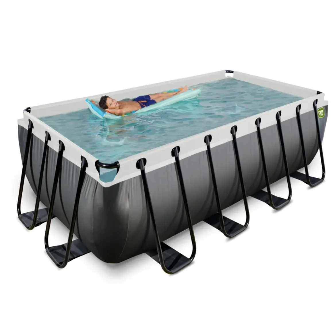Exit Black Leather Opzetzwembad Met Filterpomp Zwart 400X200X122Cm